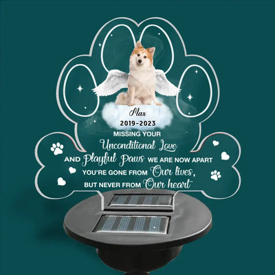 Missing Your Unconditional Love - Personalized Solar Light, Memorial Gift, Pet Loss Gift