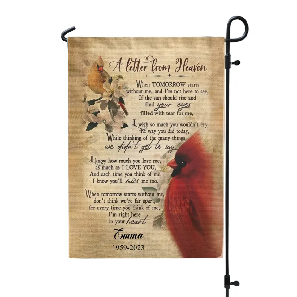 A Letter From Heaven When Tomorrow Starts Without Me - Personalized Garden Flag