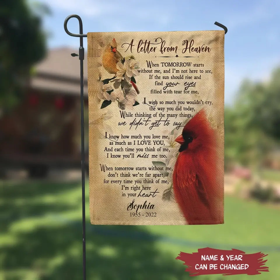 A Letter From Heaven When Tomorrow Starts Without Me - Personalized Garden Flag