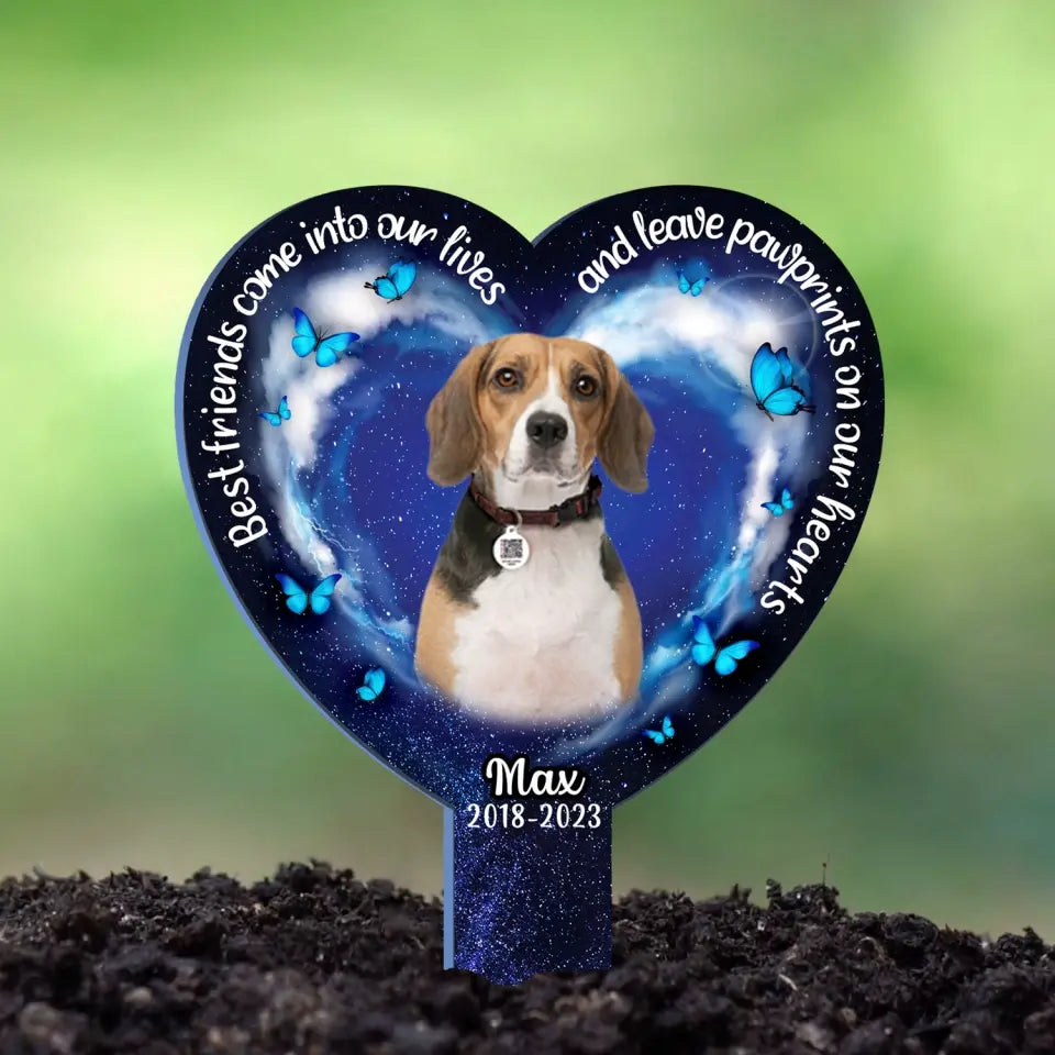 Best Friends Leave Pawprints On Our Heart - Personalized Plaque Stake, Dog Memorial Gift, Loss Gift For Dog Lovers