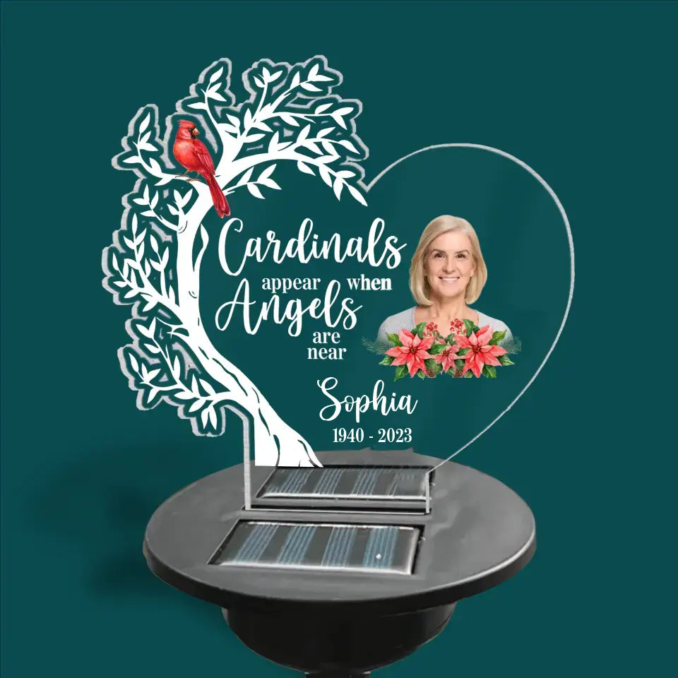 Cardinals Appear When Angels Are Near -  Personalized Solar Light, Memorial Gift