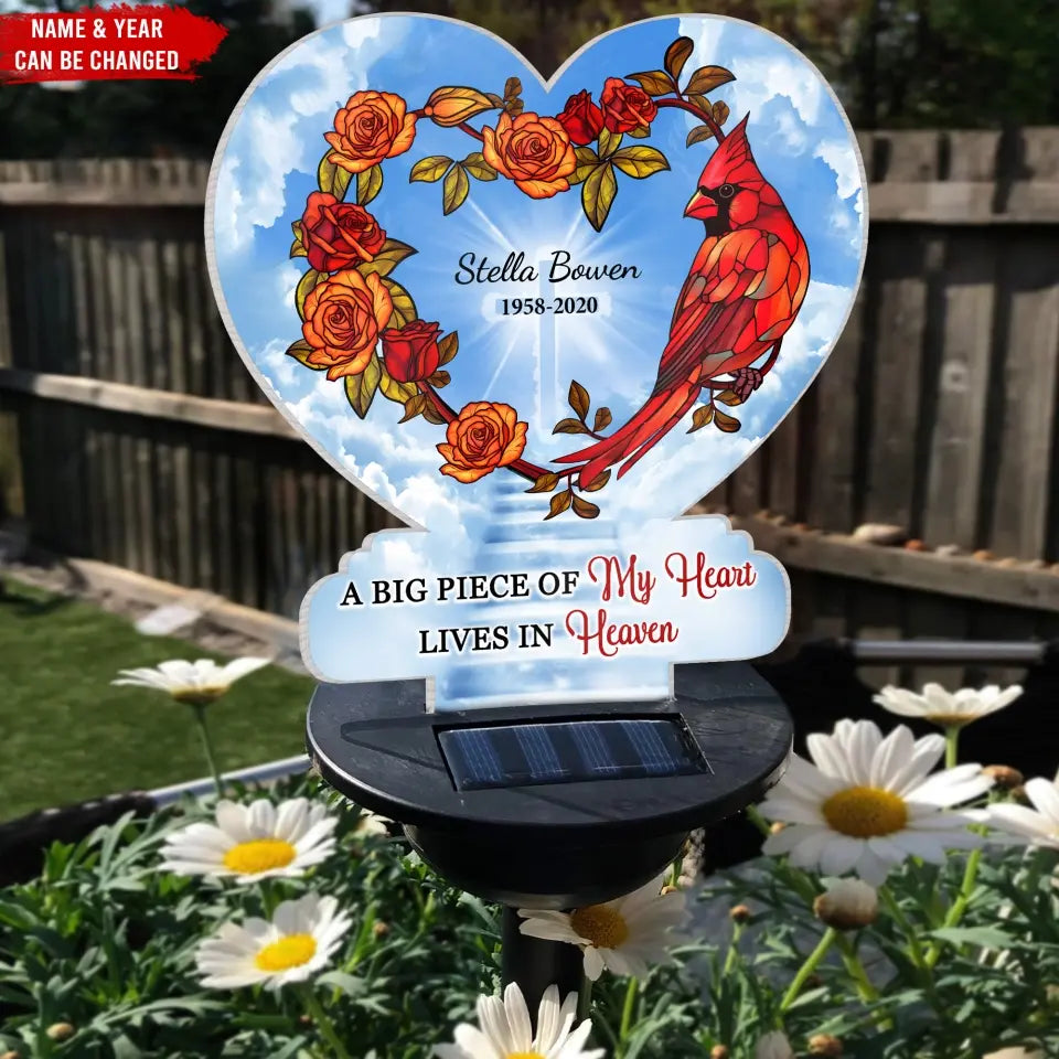 A Big Piece Of My Heart Lives In Heaven - Personalized Solar Light, Remembrance Gift