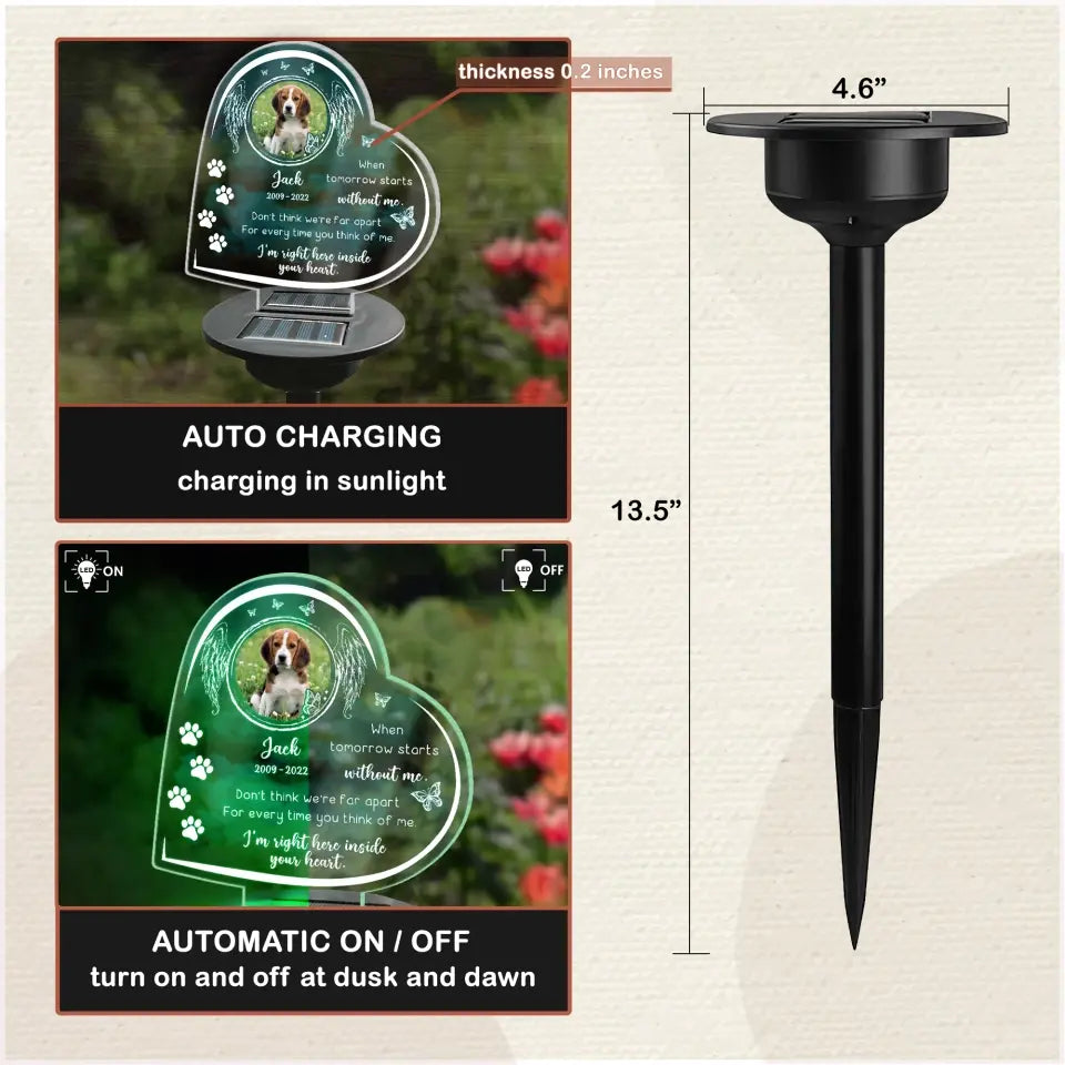 I'm Right Here Inside Your Heart Dog Paw - Personalized Solar Light, Pet Memorial Gift