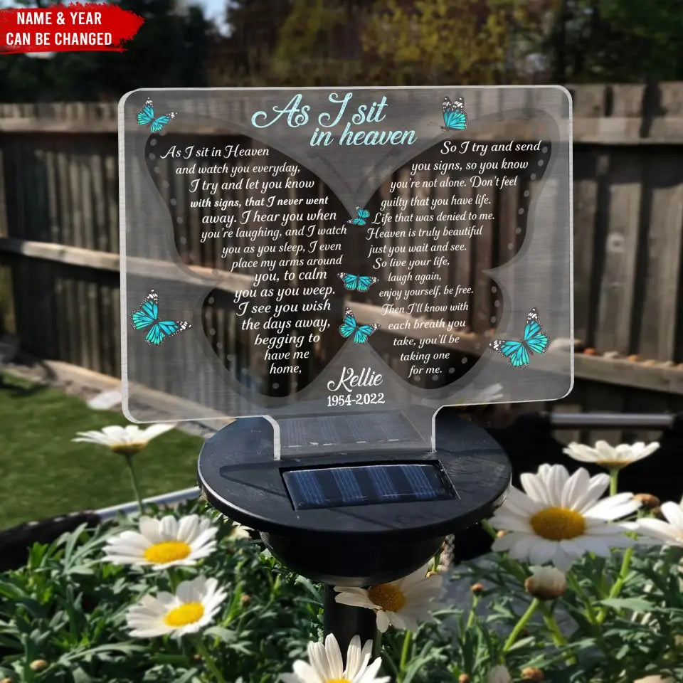 As I Sit In Heaven And Watch You Everyday - Personalized Solar Light