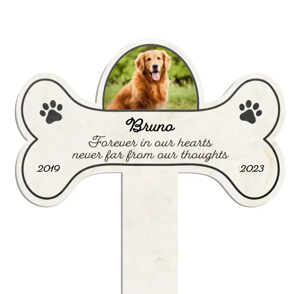 Forever In Our Hearts Never Far From Our Thoughts - Personalized Plaque Stake, Pet Loss Gift