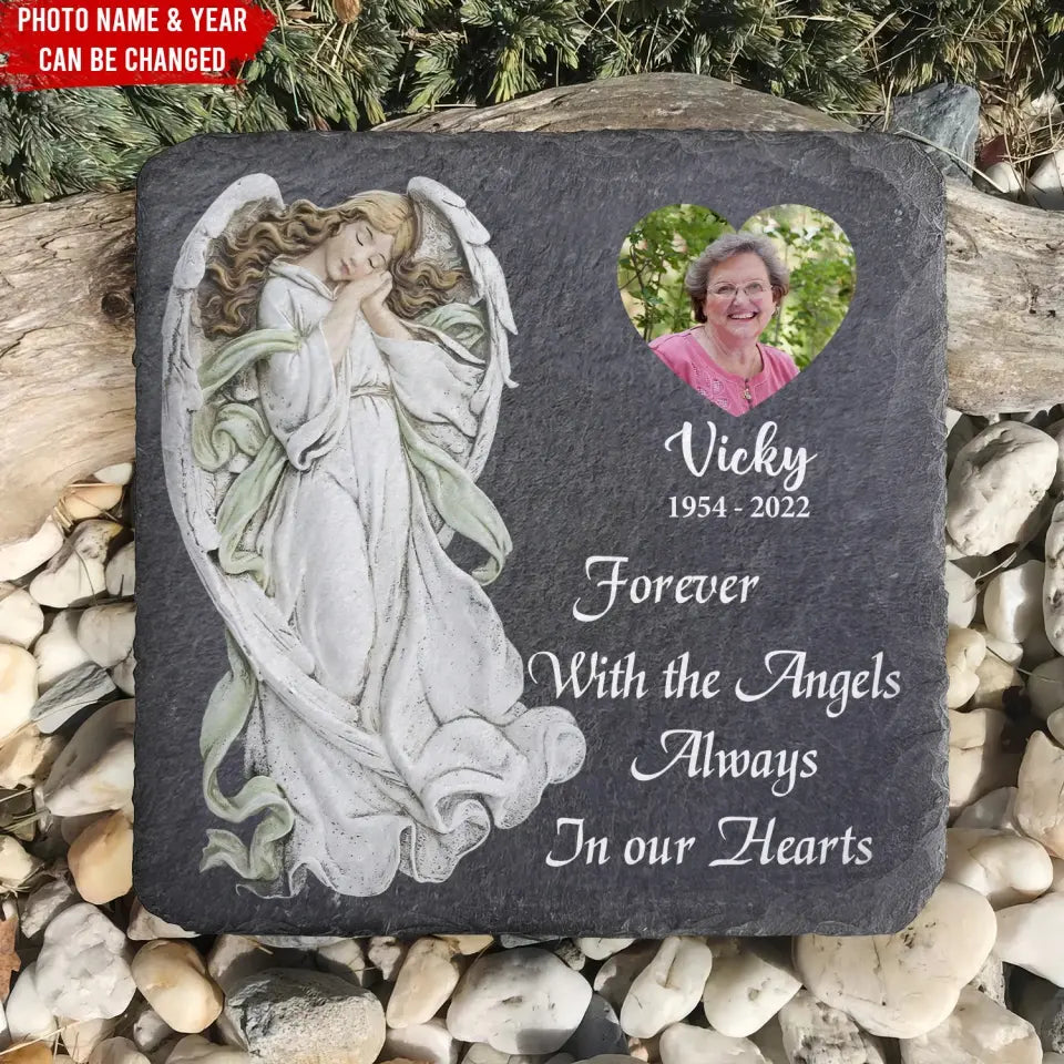 Forever With The Angels - Personalized Memorial Stone, Memorial Gift Ideas