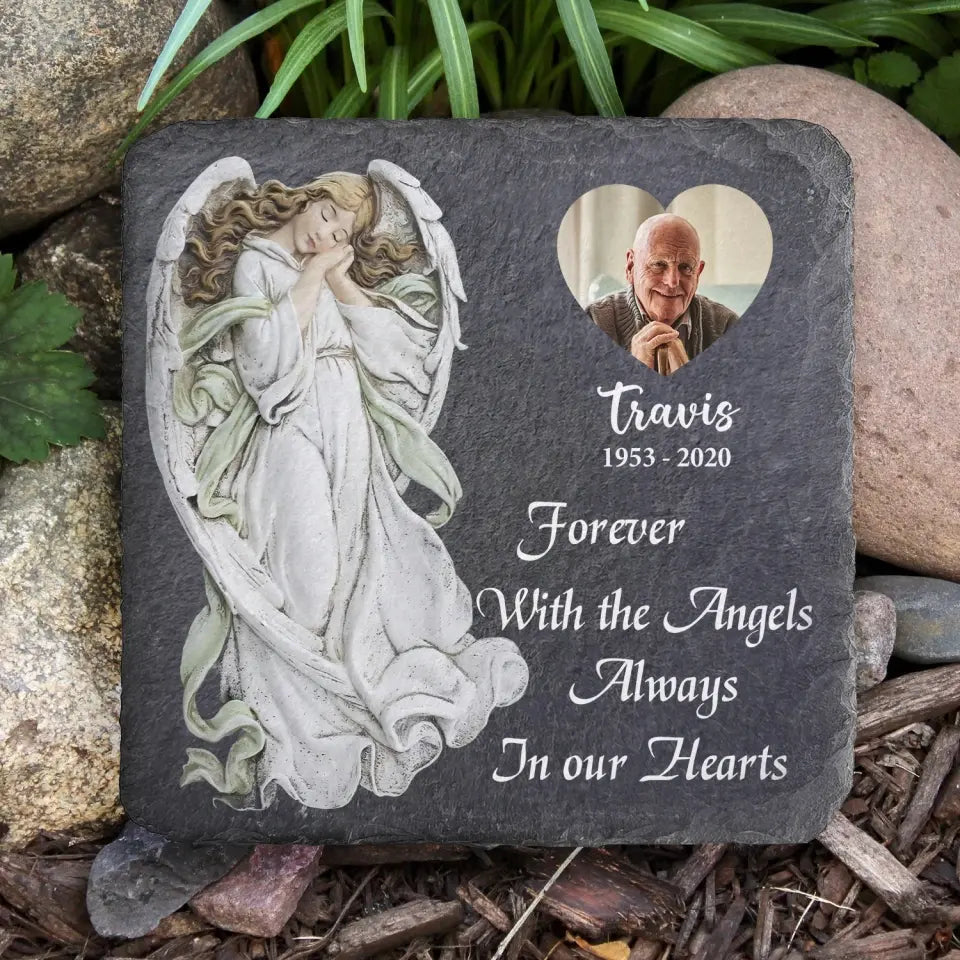 Forever With The Angels - Personalized Memorial Stone, Memorial Gift Ideas