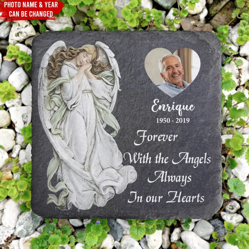 Forever With The Angels - Personalized Memorial Stone, Memorial Gift Ideas