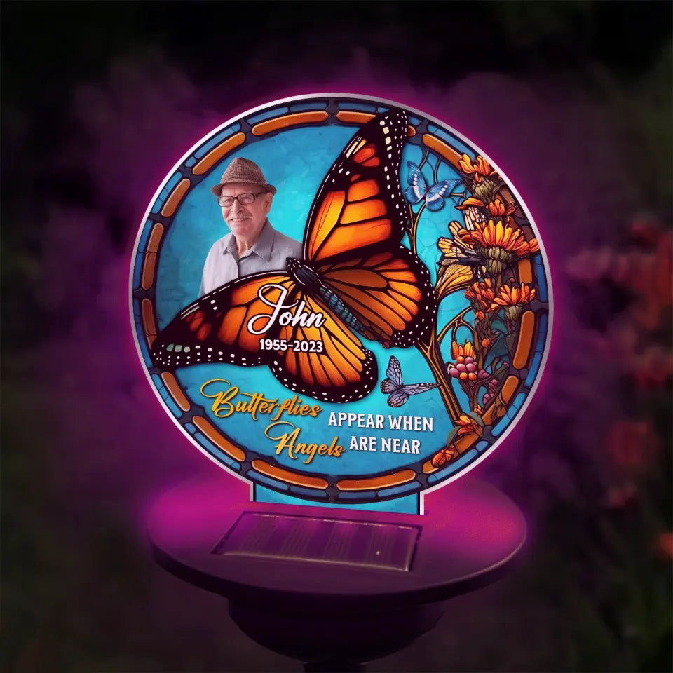 Butterflies Appear When Angels Are Near - Personalized Solar Light