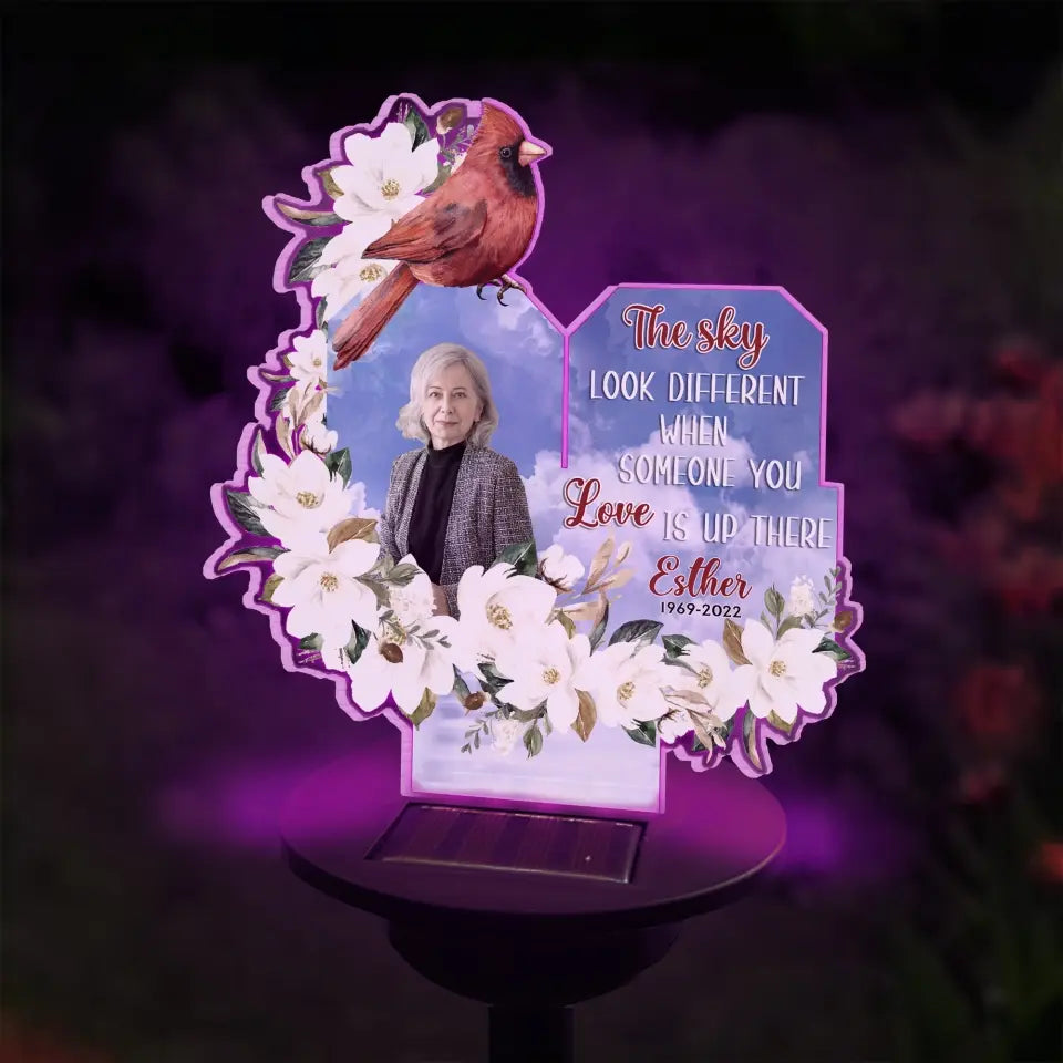 The Sky Looks Different When Someone You Love Is Up There - Personalized Solar Light, Memorial Gift For Loss Of Loved One