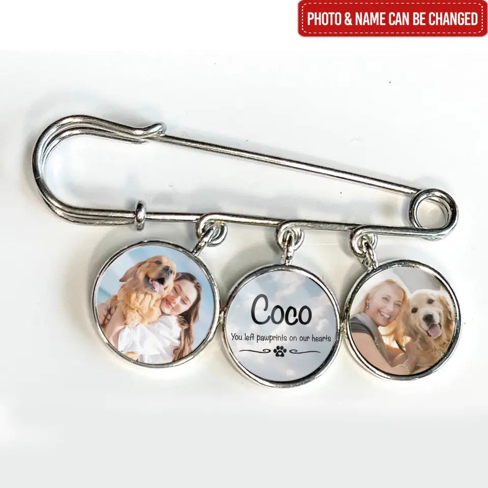 You Left Pawprints On Our Hearts - Personalized Lapel Pin, Gift For Dog Lovers