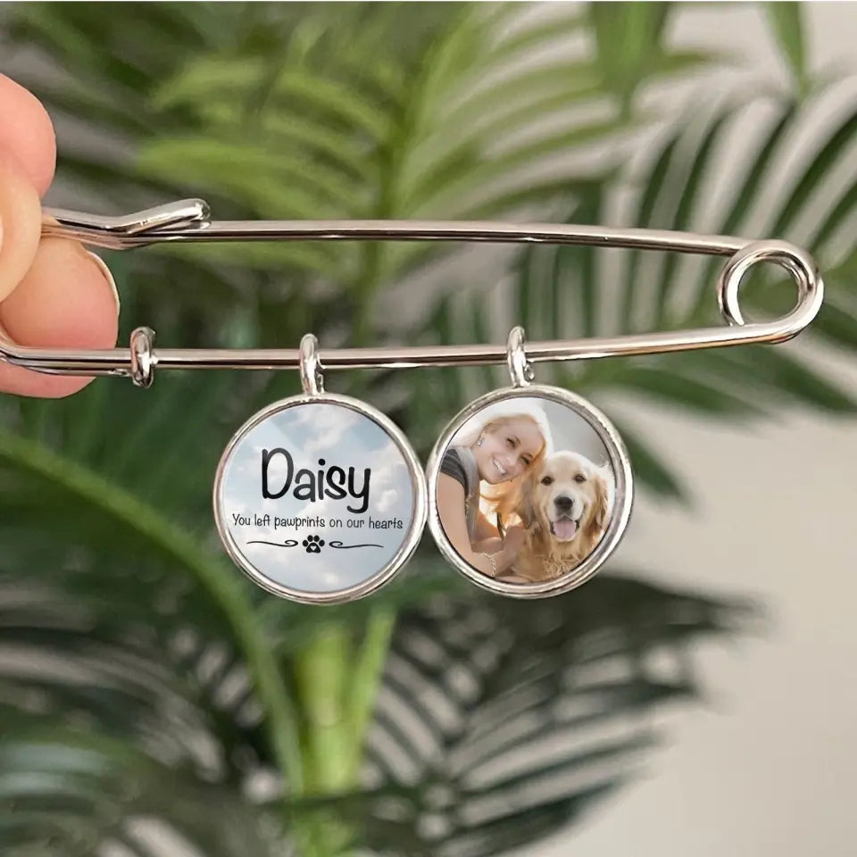 You Left Pawprints On Our Hearts - Personalized Lapel Pin, Gift For Dog Lovers