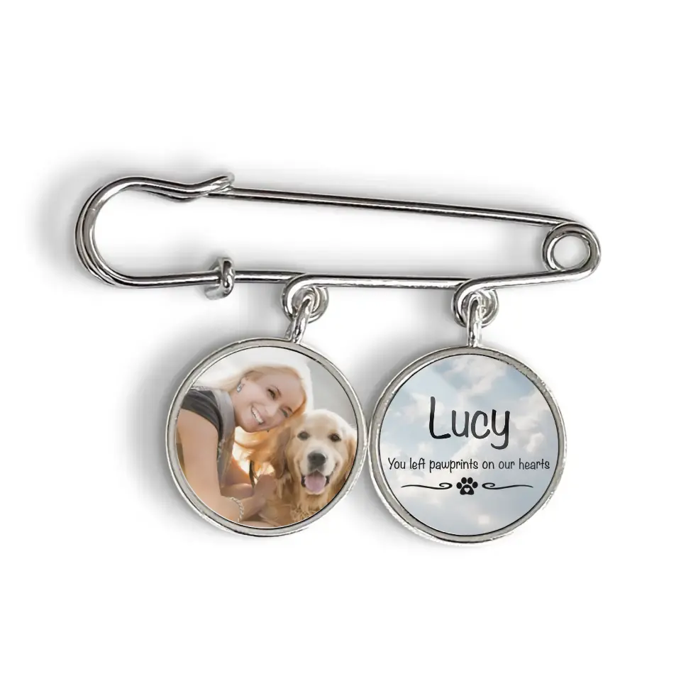 You Left Pawprints On Our Hearts - Personalized Lapel Pin, Gift For Dog Lovers