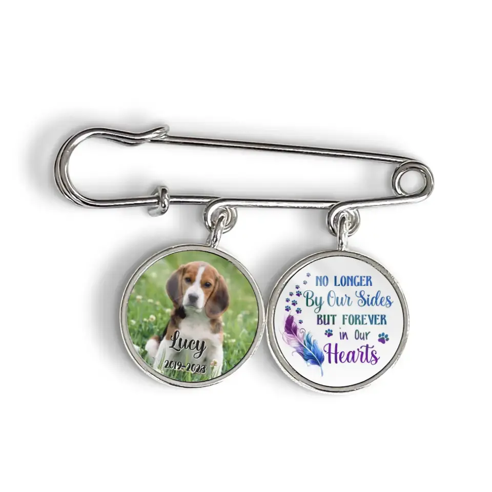No Longer By Our Sides, Forever in Our Hearts - Personalized Lapel Pin, Gift For Dog Lover