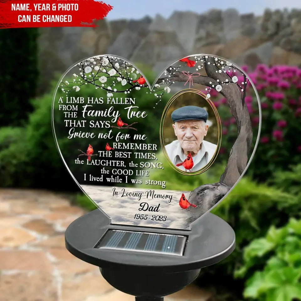A Limb Has Fallen From The Family Tree - Personalized Solar Light, Memorial Gift