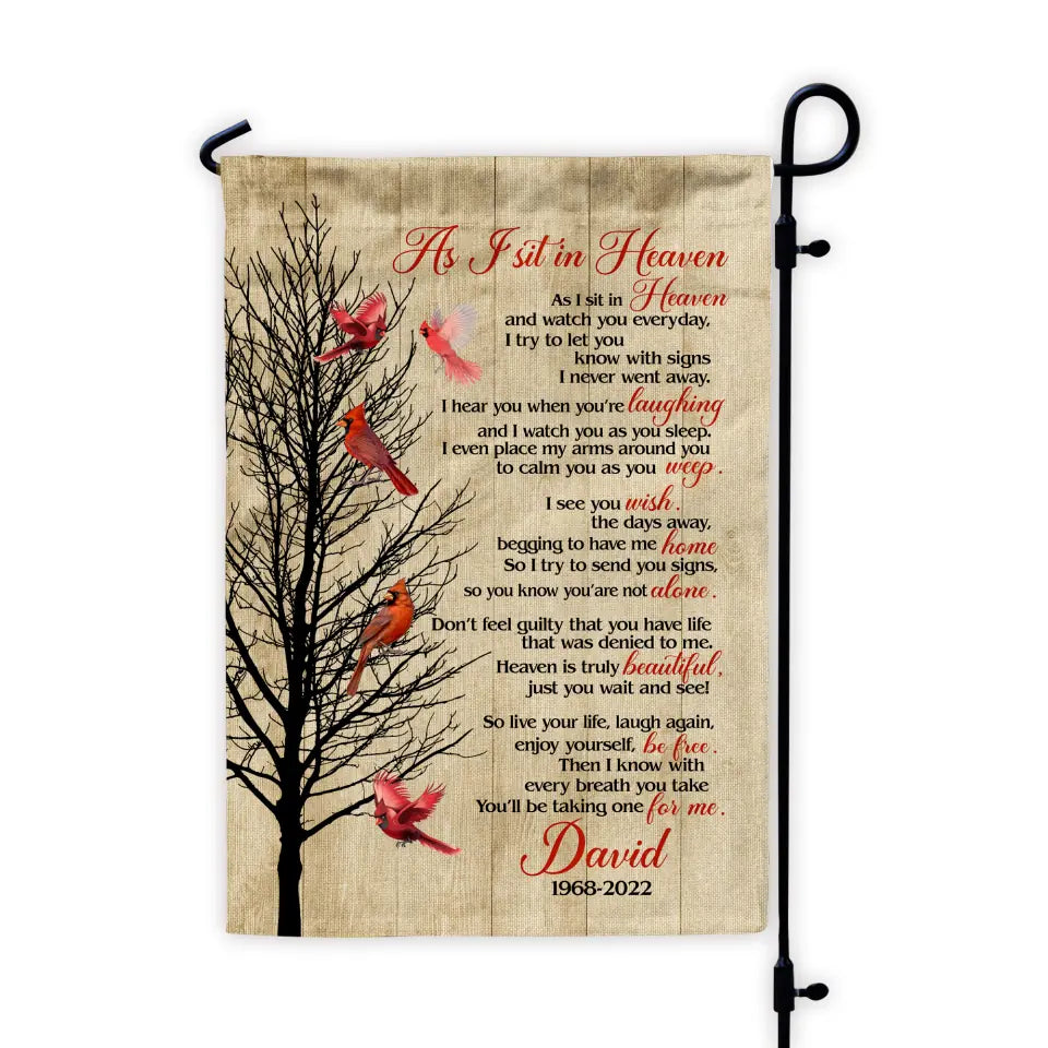 As I Sit In Heaven - Personalized Garden Flag, Memorial Garden Flag, Sympathy Gift