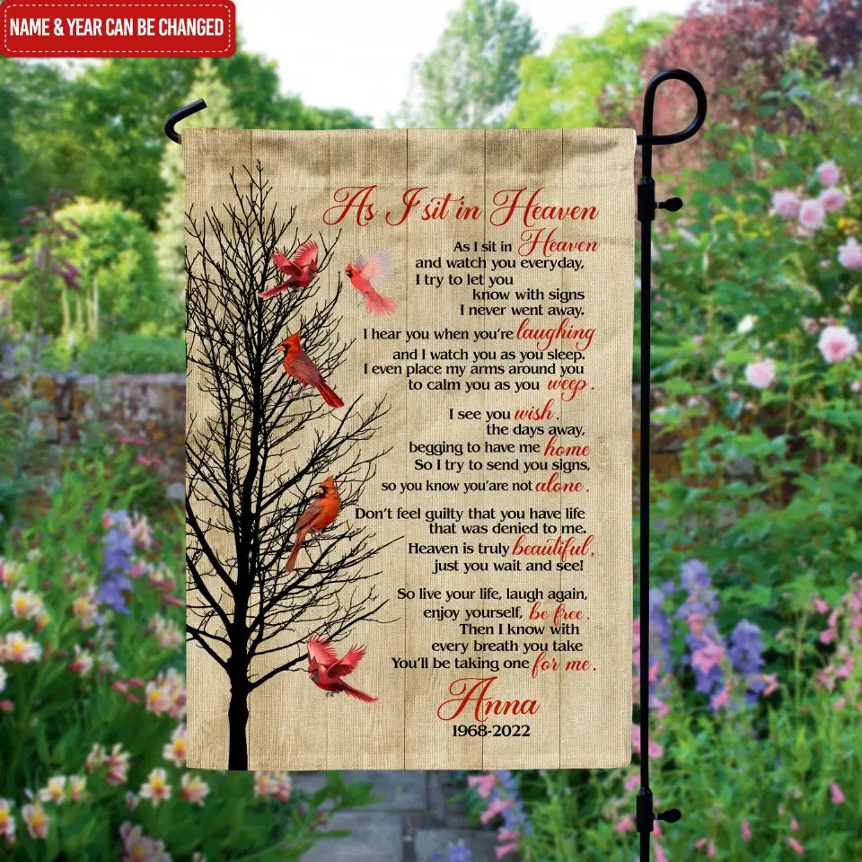 As I Sit In Heaven - Personalized Garden Flag, Memorial Garden Flag, Sympathy Gift