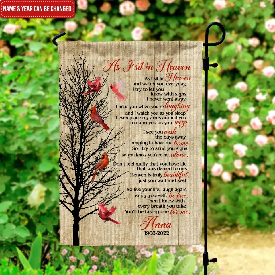 As I Sit In Heaven - Personalized Garden Flag, Memorial Garden Flag, Sympathy Gift