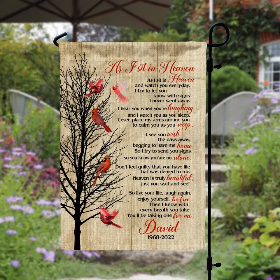 As I Sit In Heaven - Personalized Garden Flag, Memorial Garden Flag, Sympathy Gift