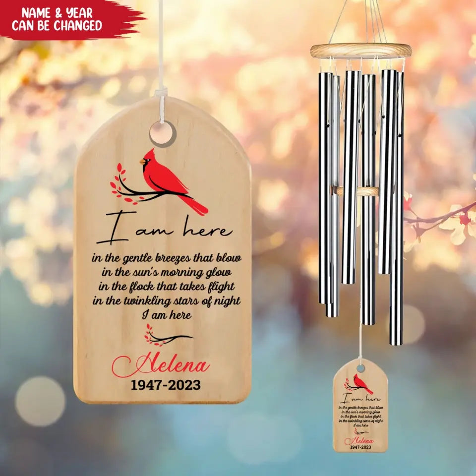 I Am Here In The Gentle Breezes That Blow In The Sun’s Morning Glow In The Flock - Personalized Wind Chimes