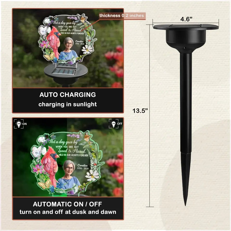 Not A Day Goes By When You Are Not Loved And Missed - Personalized Solar Light, Remembrance Gift