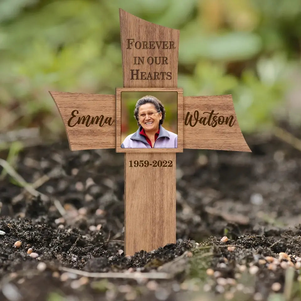 Forever In Our Hearts - Personalized Plaque Stake, Memorial Gift
