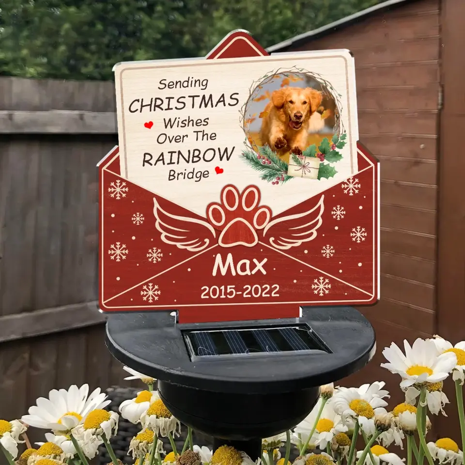 Sending Christmas Wishes Over The Rainbow Bridge - Personalized Solar Light, Gift For Christmas