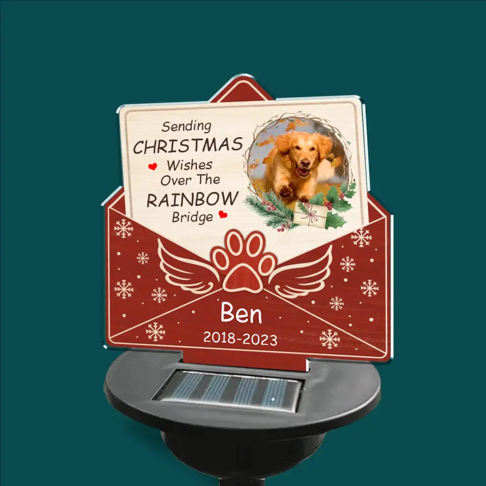 Sending Christmas Wishes Over The Rainbow Bridge - Personalized Solar Light, Gift For Christmas