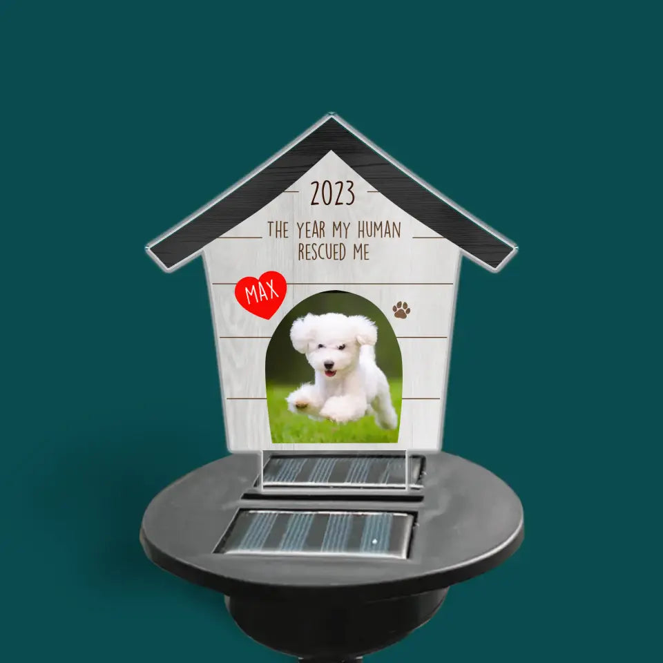 The Year My Human Rescued Me - Personalized Solar Light, Pet Loss Gift