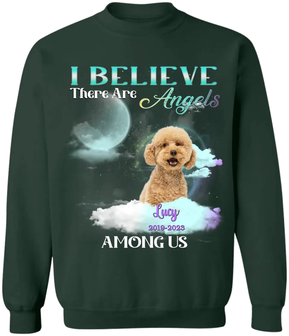 I Believe There Are Angels Among Us - Personalized Memorial T-Shirt, Pet Loss Gift