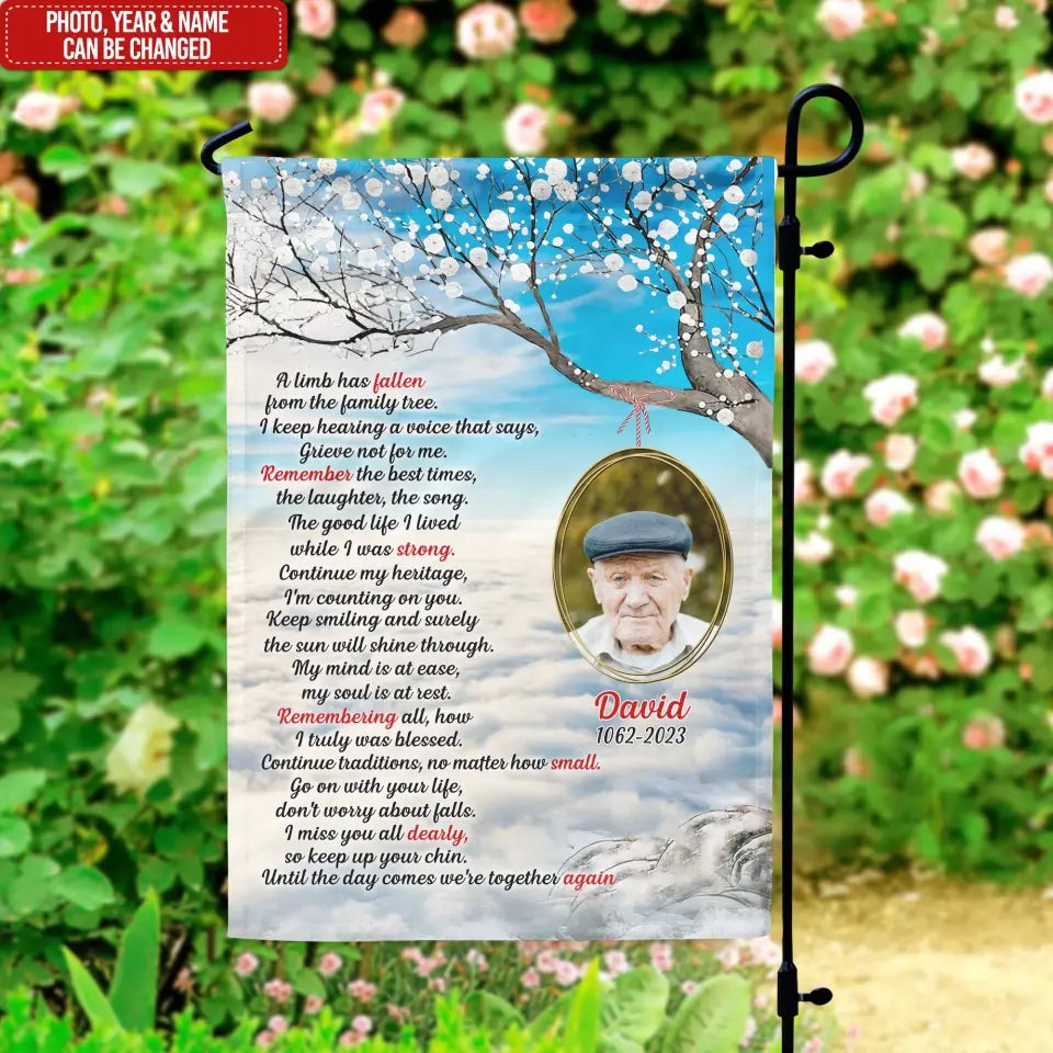 A Limb Has Fallen From The Family Tree - Personalized Garden Flag, Memorial Gift