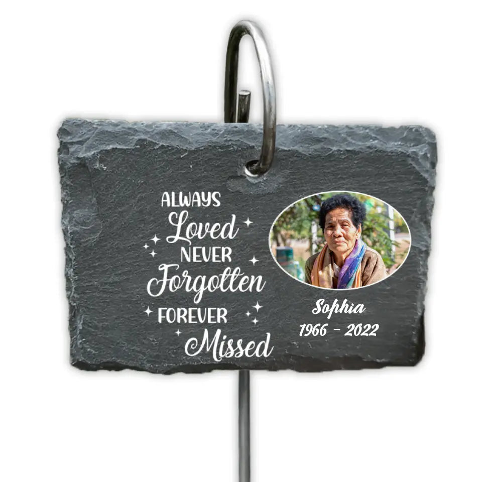 Always On Our Minds, Forever In Our Hearts - Upload Image - Personalized Custom Garden Slate - GS27