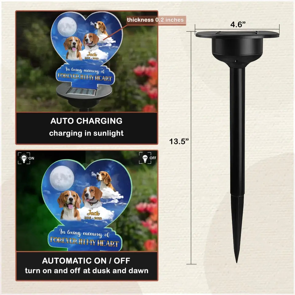 In Loving Memory Of Forever In My Heart- Personalized Solar Light, Memorial Gift - SL119
