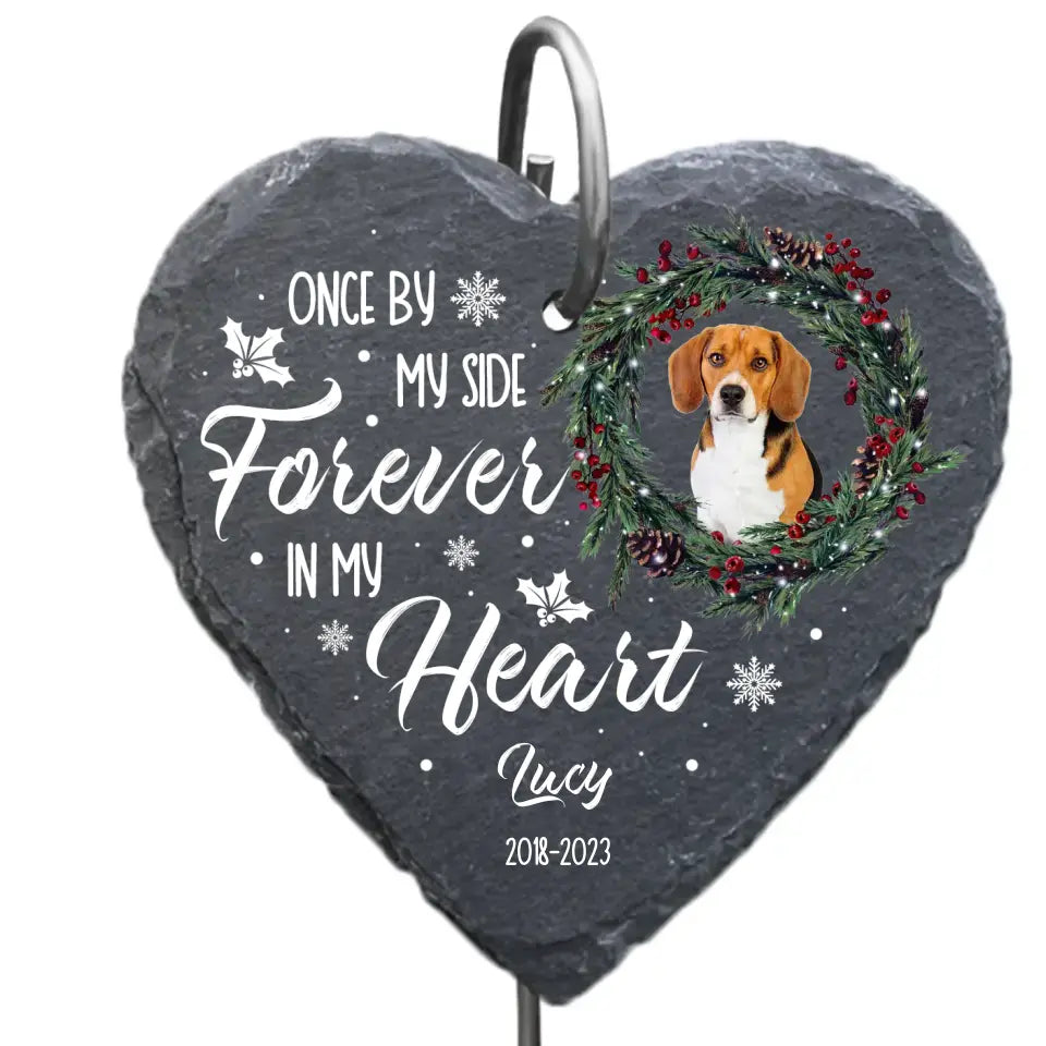 Once By My Side Forever In My Heart - Personalized Garden Slate, Memorial Gift - GS65