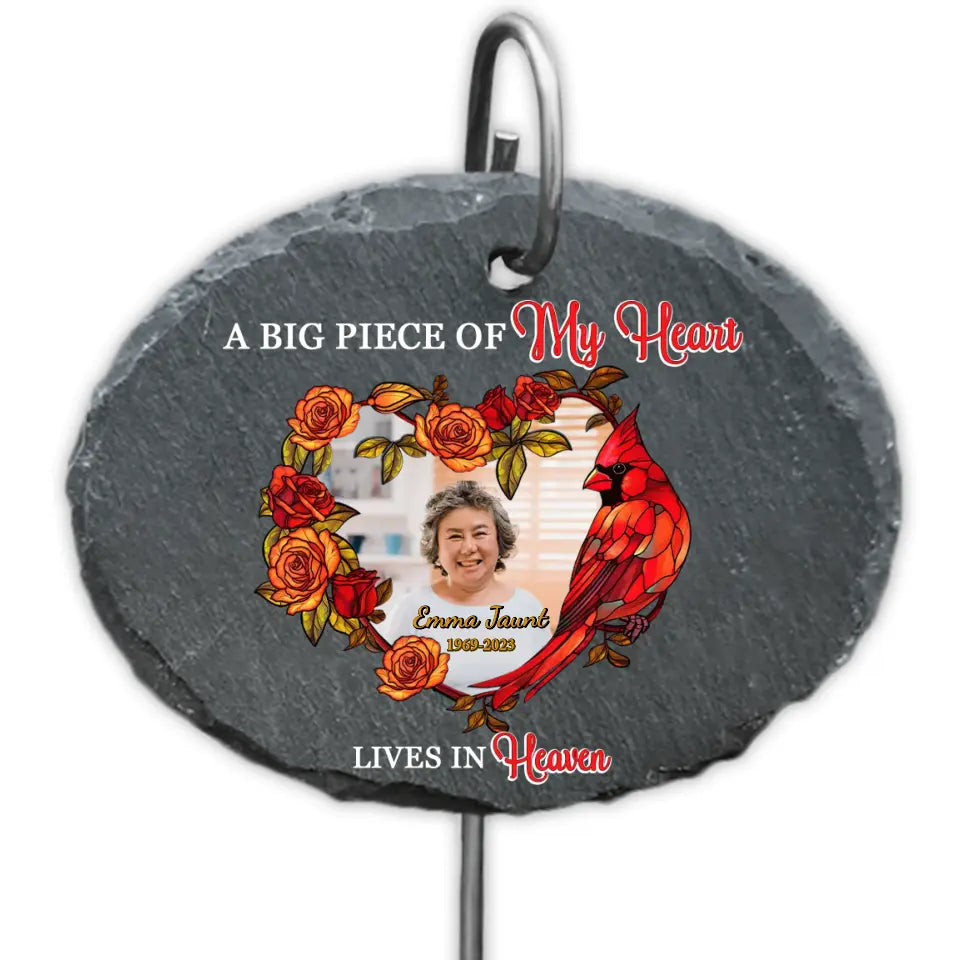 A Big Piece Of My Heart Lives In Heaven - Personalized Garden Slate, Remembrance Gift