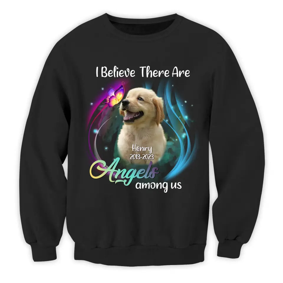 I Believe There Are Angels Among Us - Personalized Memorial T-Shirt, Remembrance Shirt, Sympathy Gift