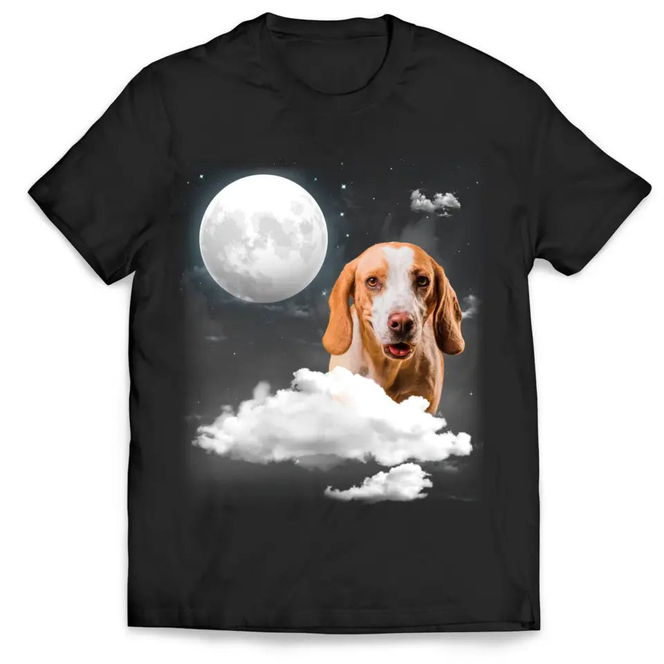 Custom Pet Portrait Night Sky - Personalized T-Shirt, Gift For Dog Lovers, Cat Lovers