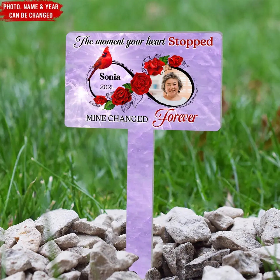 The Moment Your Heart Stopped - Personalized Plaque Stake, Memorial Gift - PS60