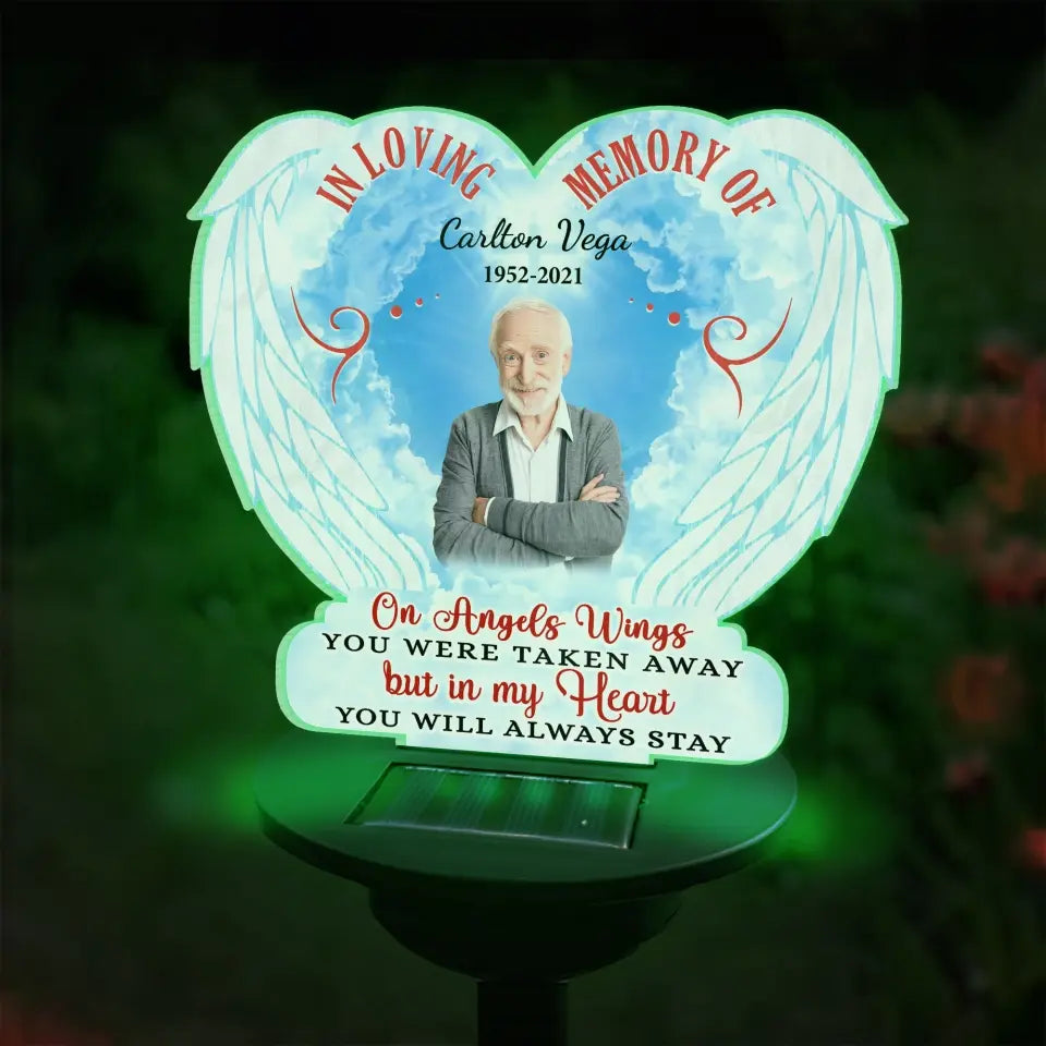 On Angels Wings You Were Taken Away - Personalized Solar Light,Sympathy Gift, Memorial Gift For Loss Of Loved One - SL129