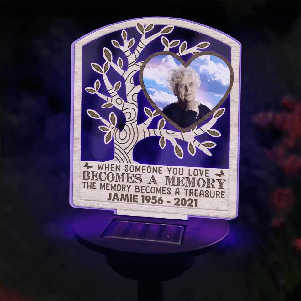 When Someone You Love Becomes A Memory - Personalized Solar Light, Memorial Gift For Loss Of Loved One - SL131