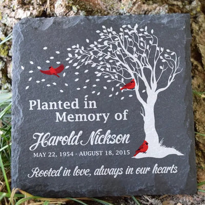 Planted In Memory Of Grandma Grandpa - Personalized Memorial Stone, Remembrance Sympathy Gift for Loss of Loved One, Loss of Mom, Loss of Dad - MS67