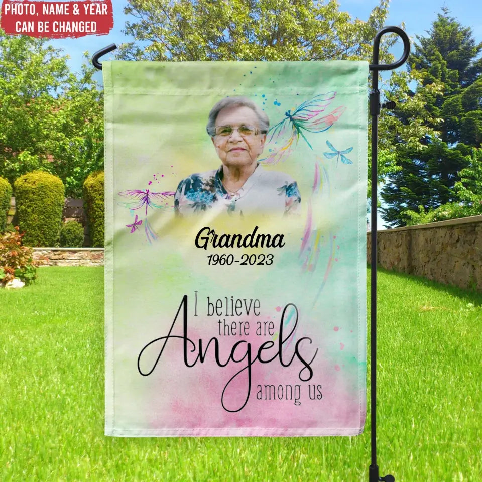 I Believe There Are Angels Among Us - Personalized Garden Flag, Memorial Gift For Loss Of Loved One - GF156