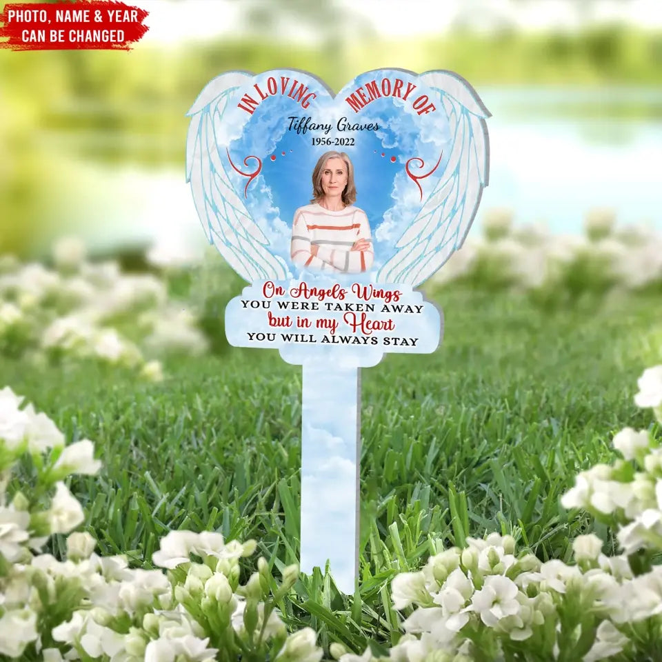 On Angels Wings You Were Taken Away - Personalized Solar Light,Sympathy Gift, Memorial Gift For Loss Of Loved One - SL129