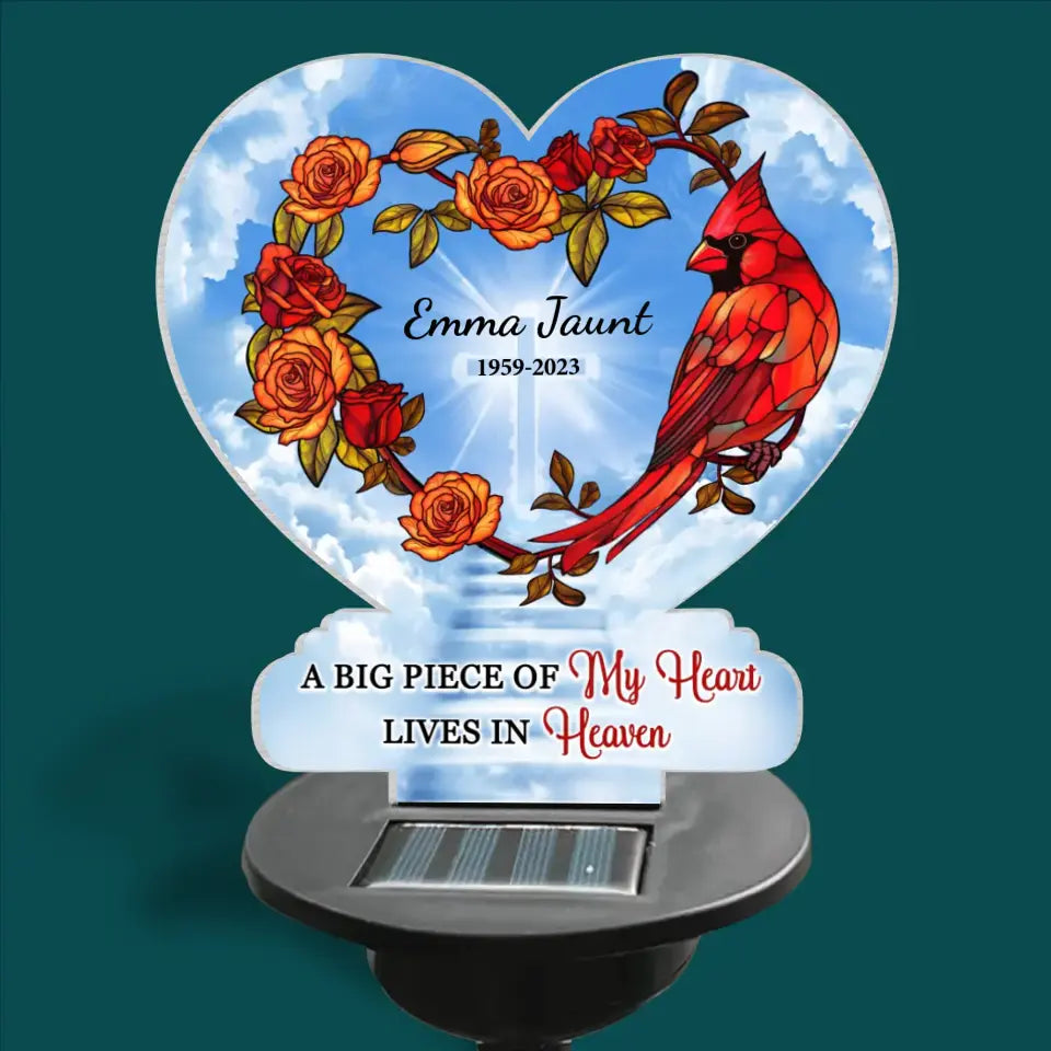 A Big Piece Of My Heart Lives In Heaven - Personalized Solar Light, Remembrance Gift