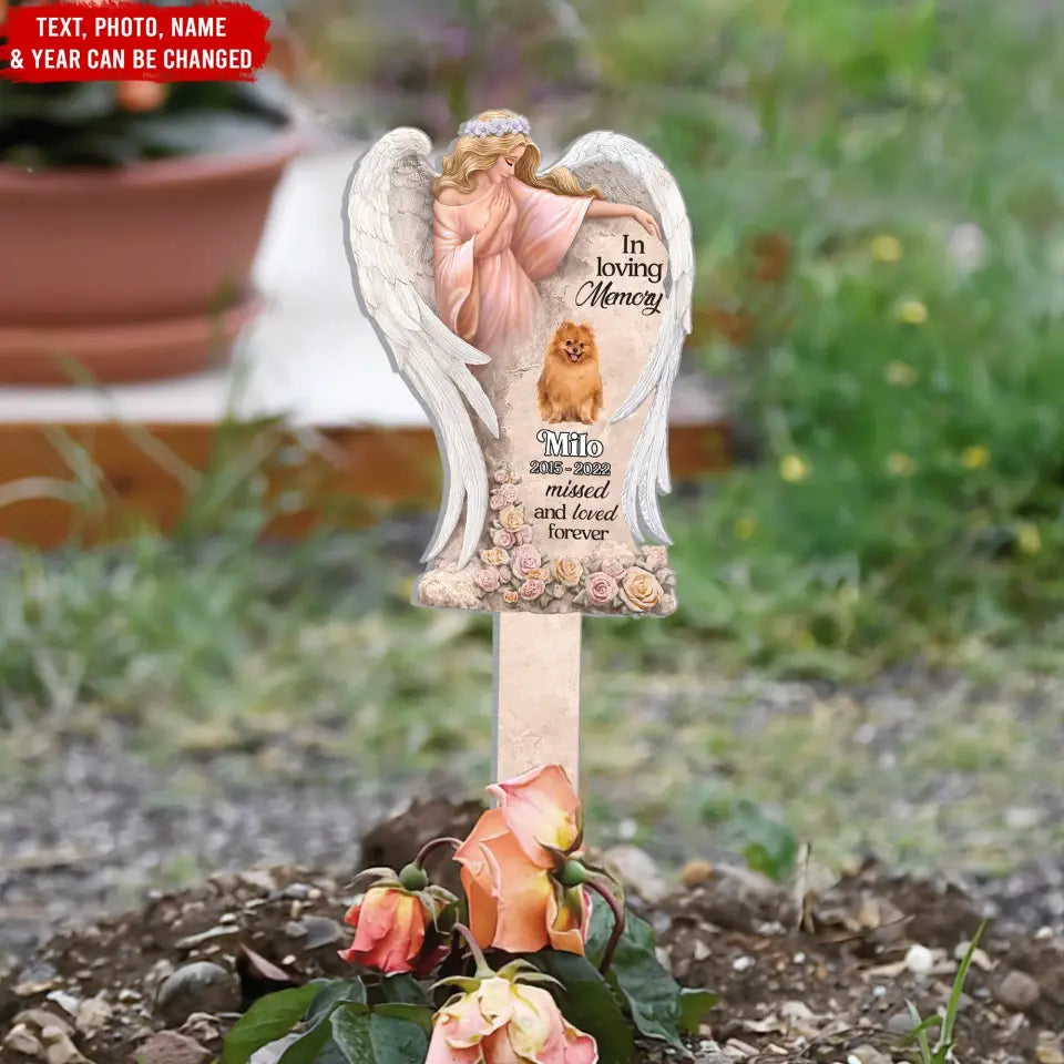 In Loving Memory Missed And Loved Forever - Personalized Plaque Stake, Loss Of Pet, Memorial Gift - PS75