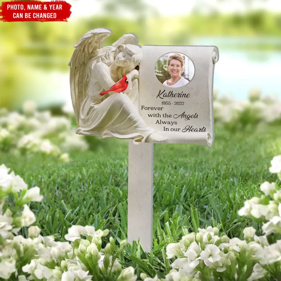 Forever With The Angels Always In Our Hearts - Personalized Plaque Stake - PS77