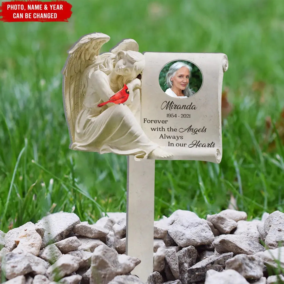 Forever With The Angels Always In Our Hearts - Personalized Plaque Stake - PS77