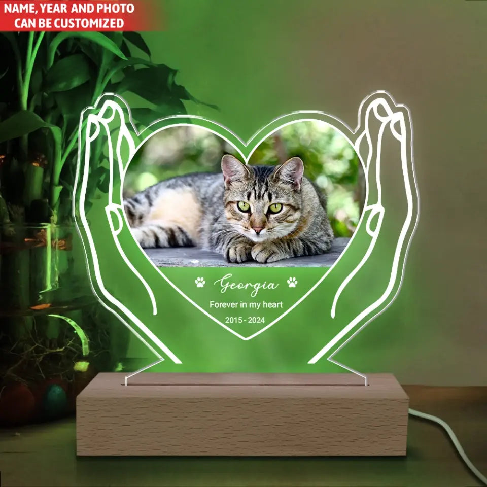 Forever Loved - Personalized Acrylic Lamp, Pet Loss Gift, Memorial Gift For Loss Of Pet - L108