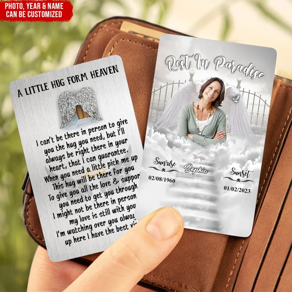 I Can’t Be There In Person To Give You The Hug You Need - Personalized Wallet Card - MC24