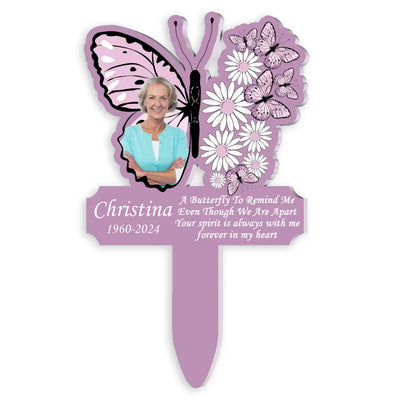 A Butterfly To Remind Me Even Though We Are Apart - Personalized Plaque Stake - PS85